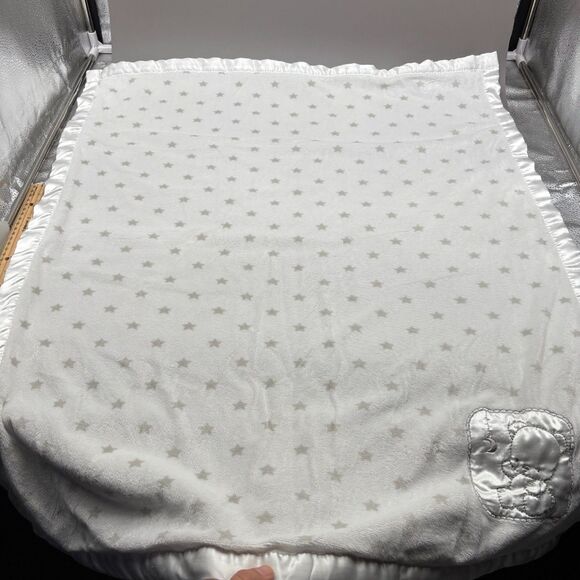 Nuby Baby Blanket Bear Moon Gray Star White Satin Trim Soft Minky Lovey Unisex - Picture 5 of 8